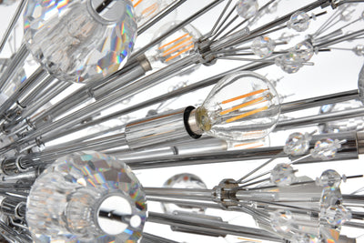 Steel Sputnik Frame with Clear Crystal Oval Chandelier