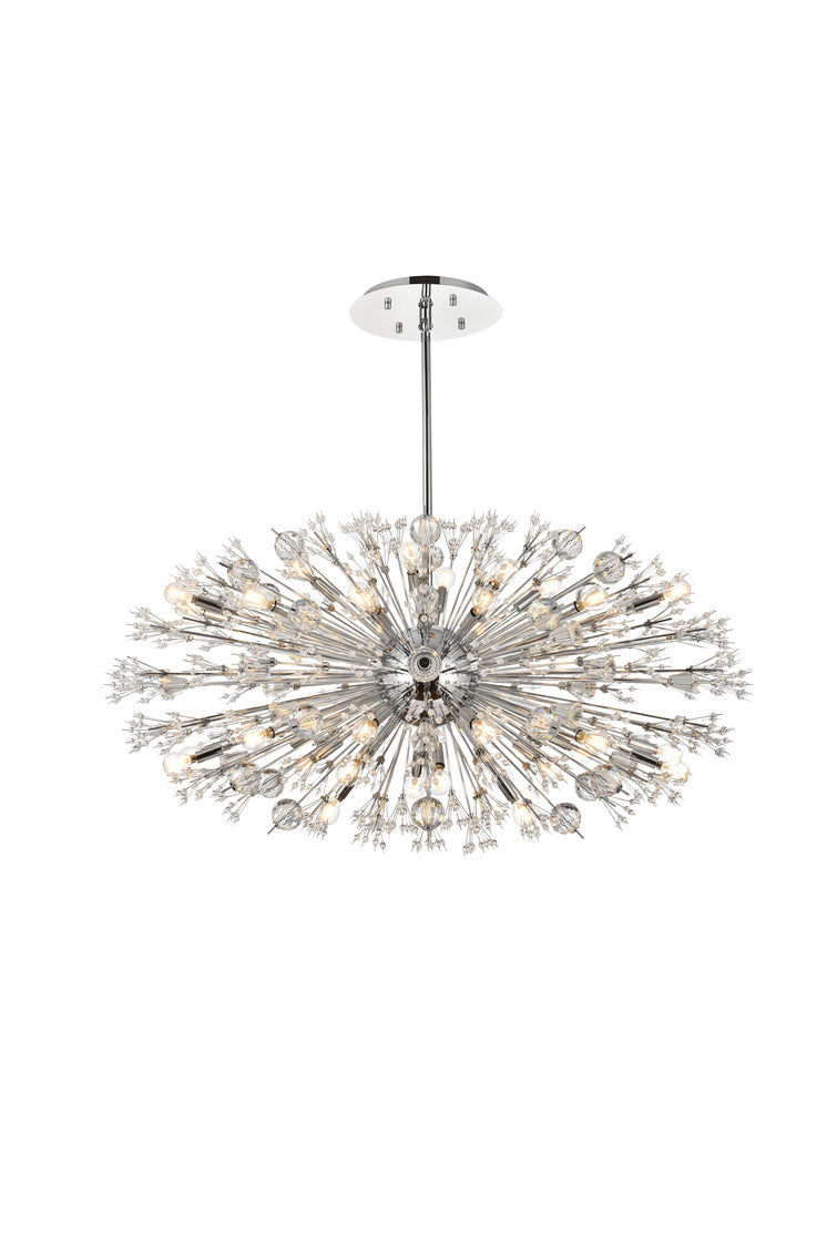 Steel Sputnik Frame with Clear Crystal Oval Chandelier in Chrome by Elegant