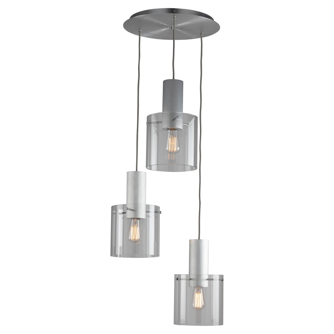 Steel Frame with Cylindrical Glass Shade Pendant