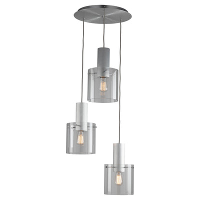 Steel Frame with Cylindrical Glass Shade Pendant