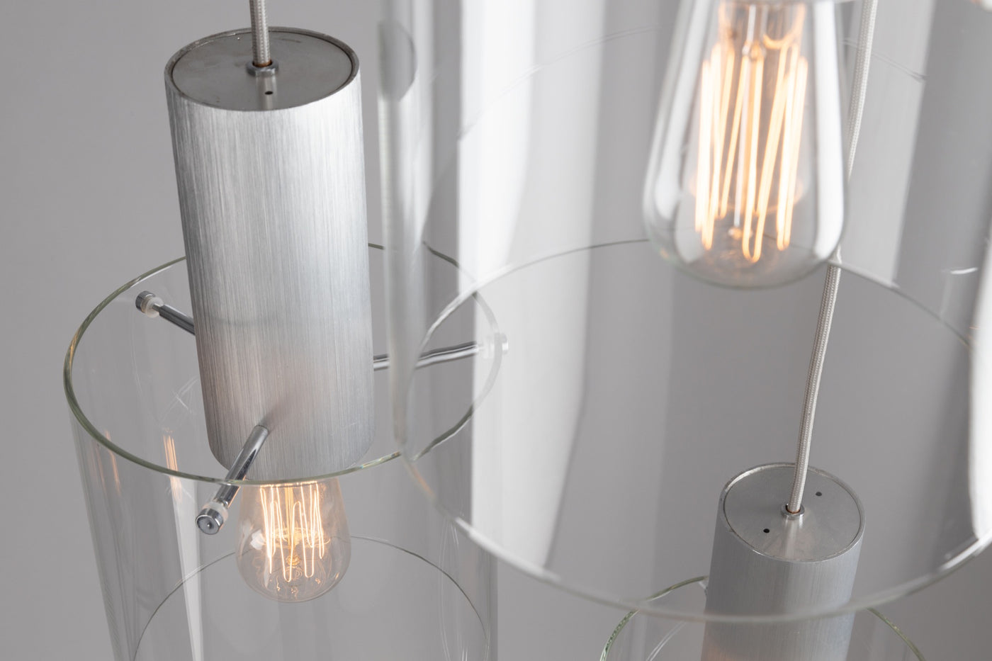 Steel Frame with Cylindrical Glass Shade Pendant
