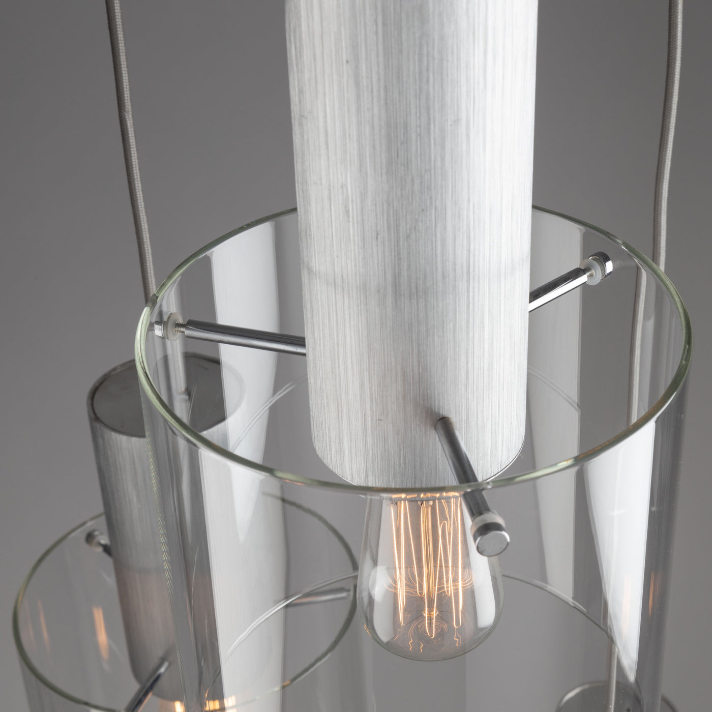 Steel Frame with Cylindrical Glass Shade Pendant
