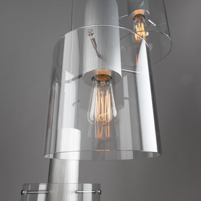 Steel Frame with Cylindrical Glass Shade Pendant