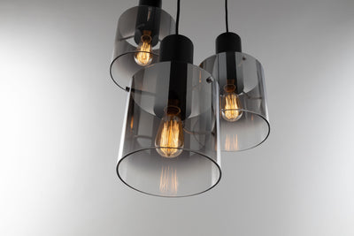 Steel Frame with Cylindrical Glass Shade Pendant