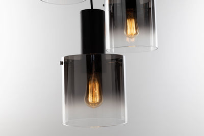 Steel Frame with Cylindrical Glass Shade Pendant