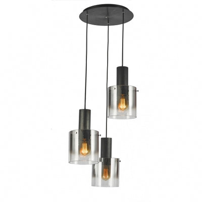 Steel Frame with Cylindrical Glass Shade Pendant