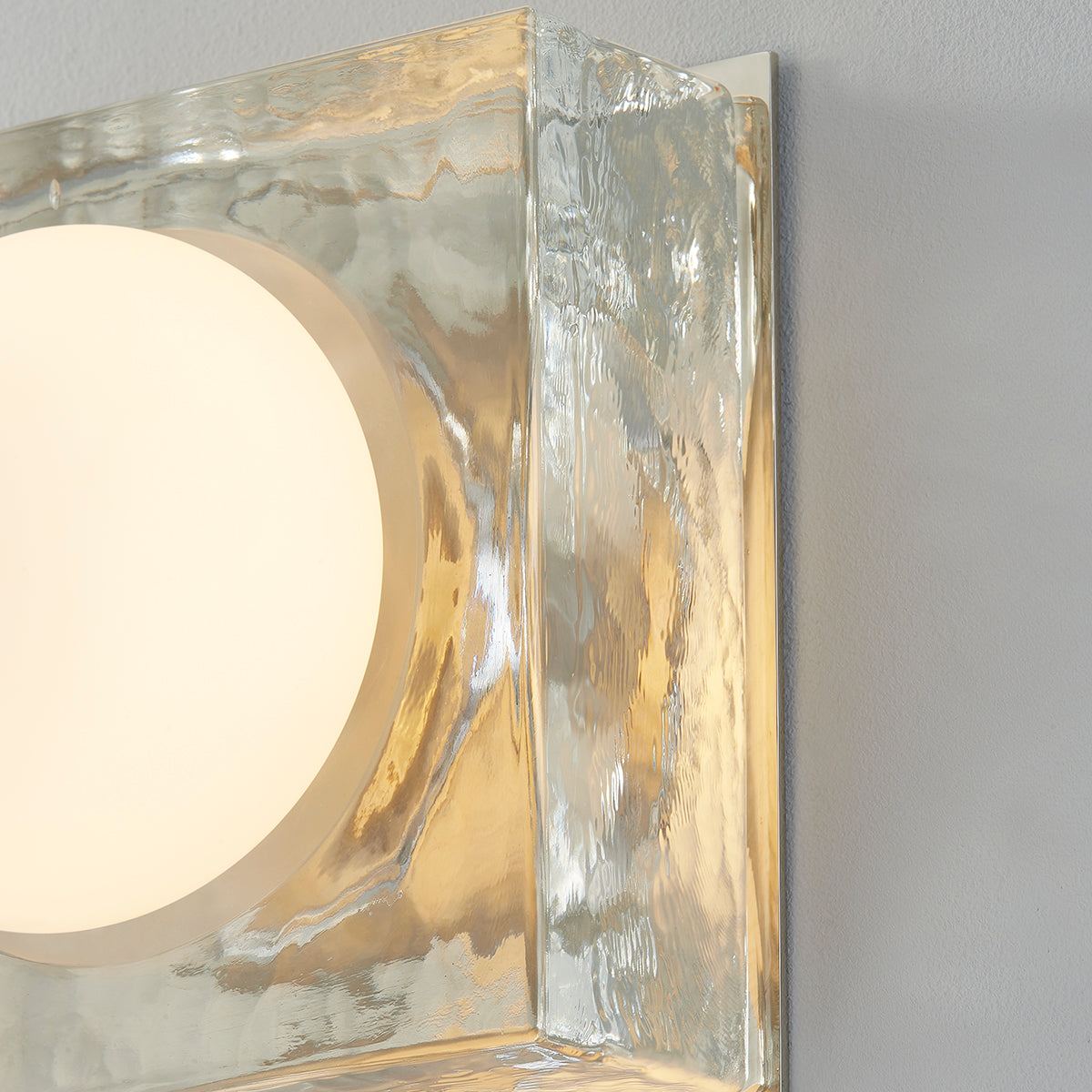 Steel Frame with Clear Cast and Opal Glass Diffuser Square Wall Sconce