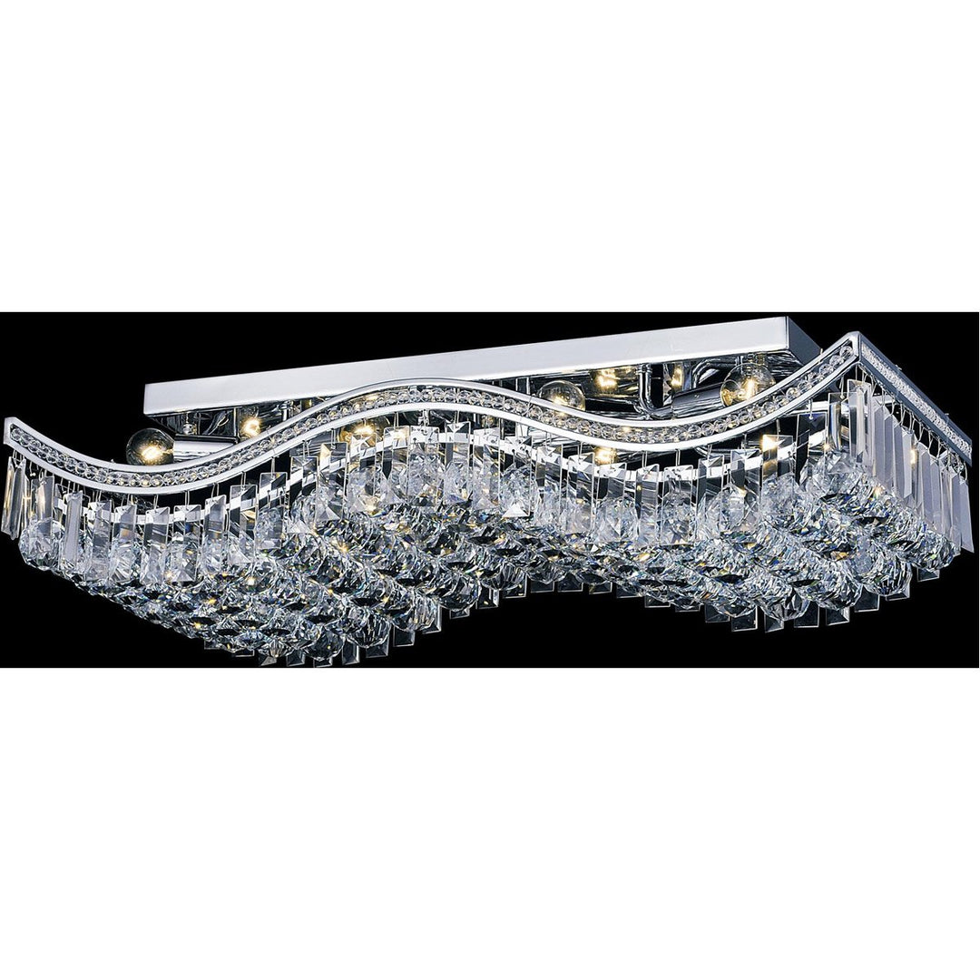 Chrome with Crystal Flush Mount - LV LIGHTING