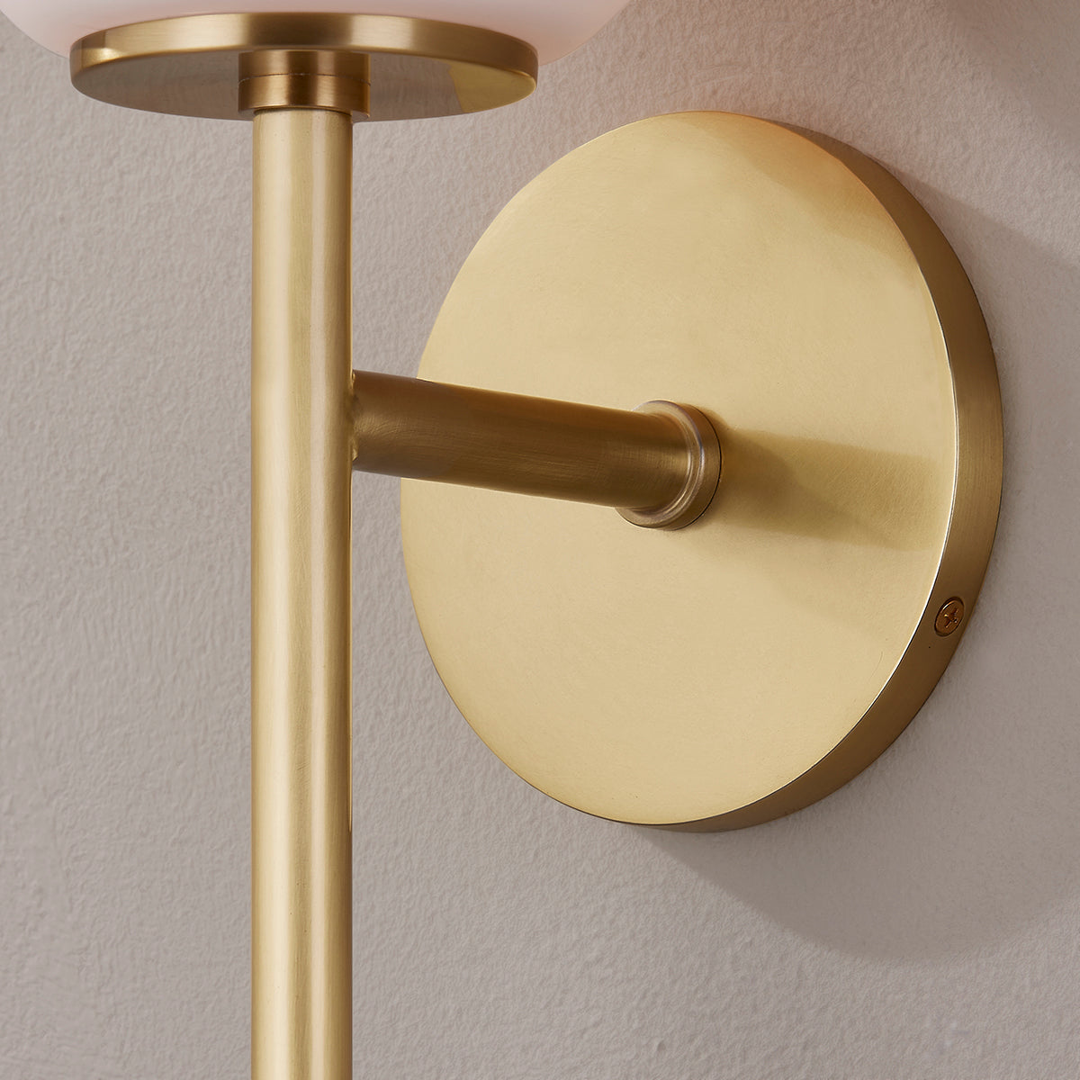 LED Aged Brass Arm with Opal White Glass Shade Wall Sconce