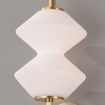 LED Aged Brass Arm with Opal White Glass Shade Wall Sconce