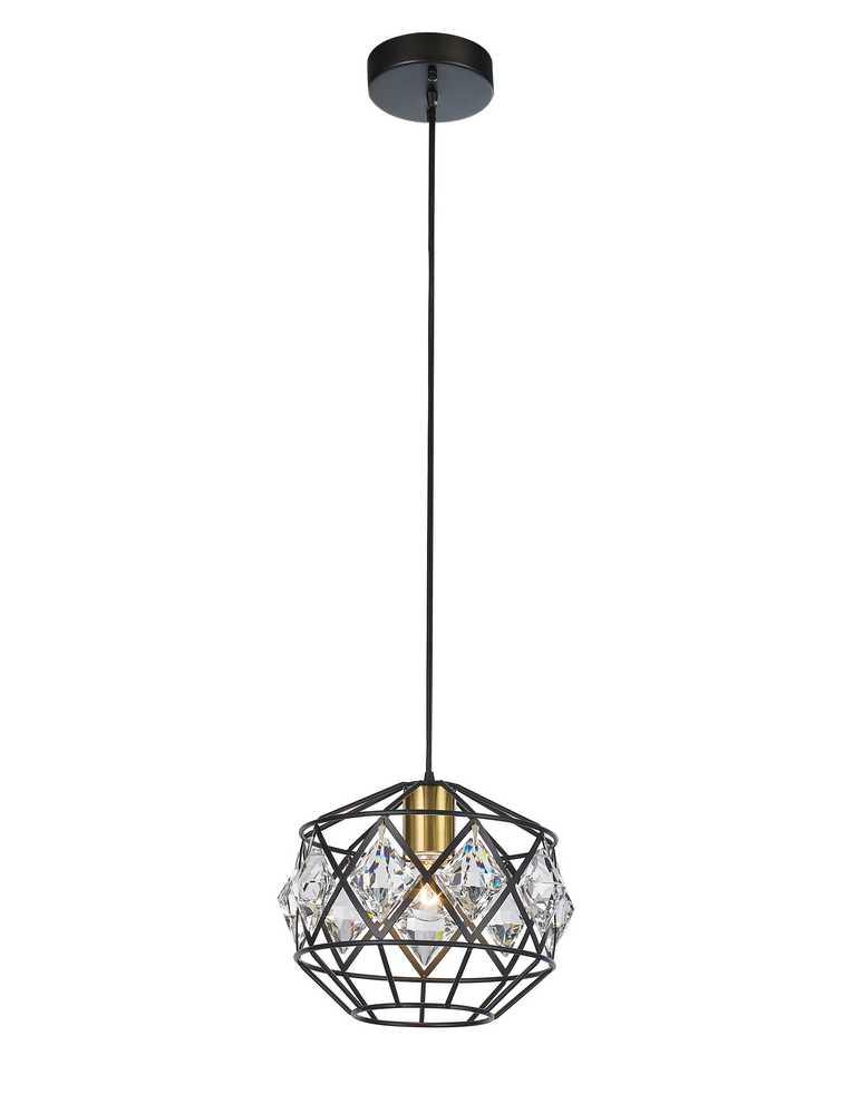 Brass and Black with Crystal Pendant - LV LIGHTING