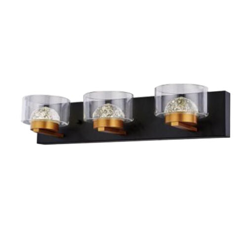 Black and Gold Frame with Clear Glass Shade Vanity Light