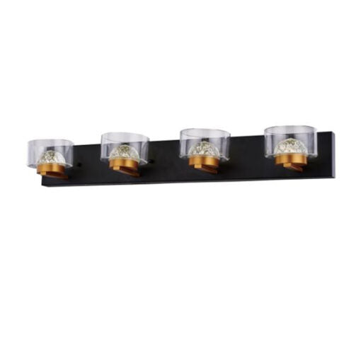 Black and Gold Frame with Clear Glass Shade Vanity Light