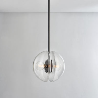 Steel Frame with Dual Clear Glass Shade Pendant