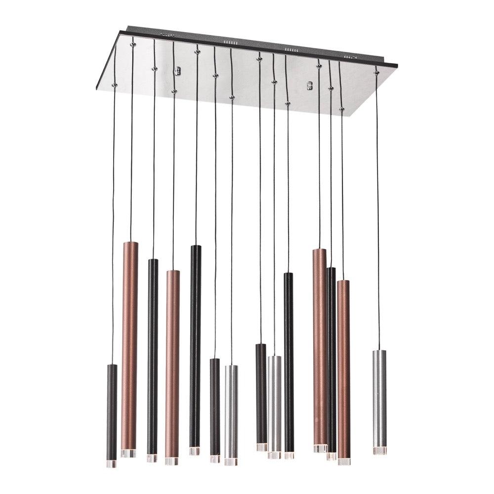 LED Satin Aluminum with Multi Color Pipe Linear Pendant - LV LIGHTING