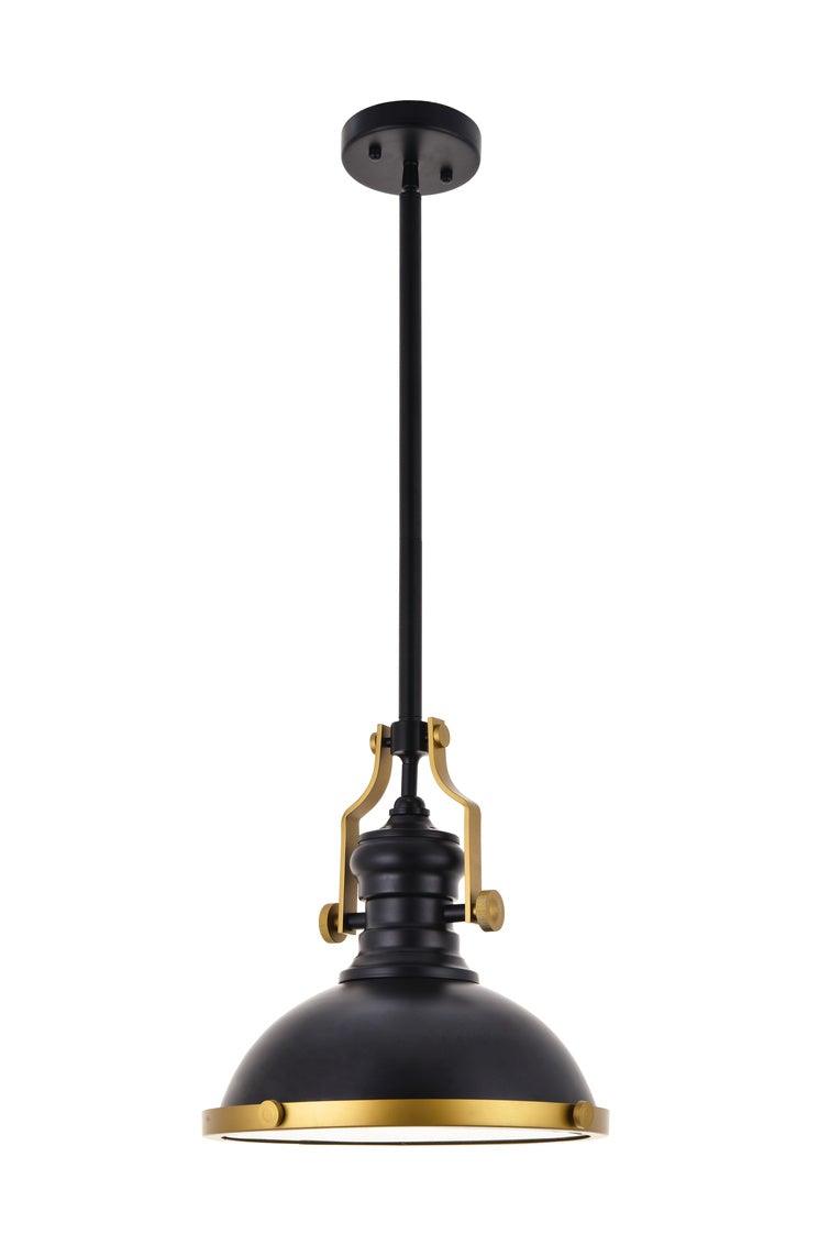 Matte Black with Brass Trim Pendant - LV LIGHTING