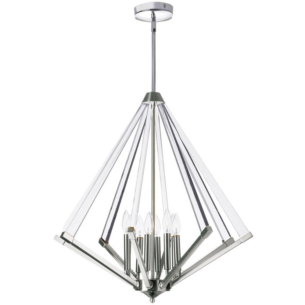 Polished Chrome with Clear Acrylic Arm Diamond Chandelier - LV LIGHTING