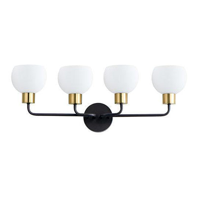 Black with Frosted Shade 4 Light Vanity Light - LV LIGHTING