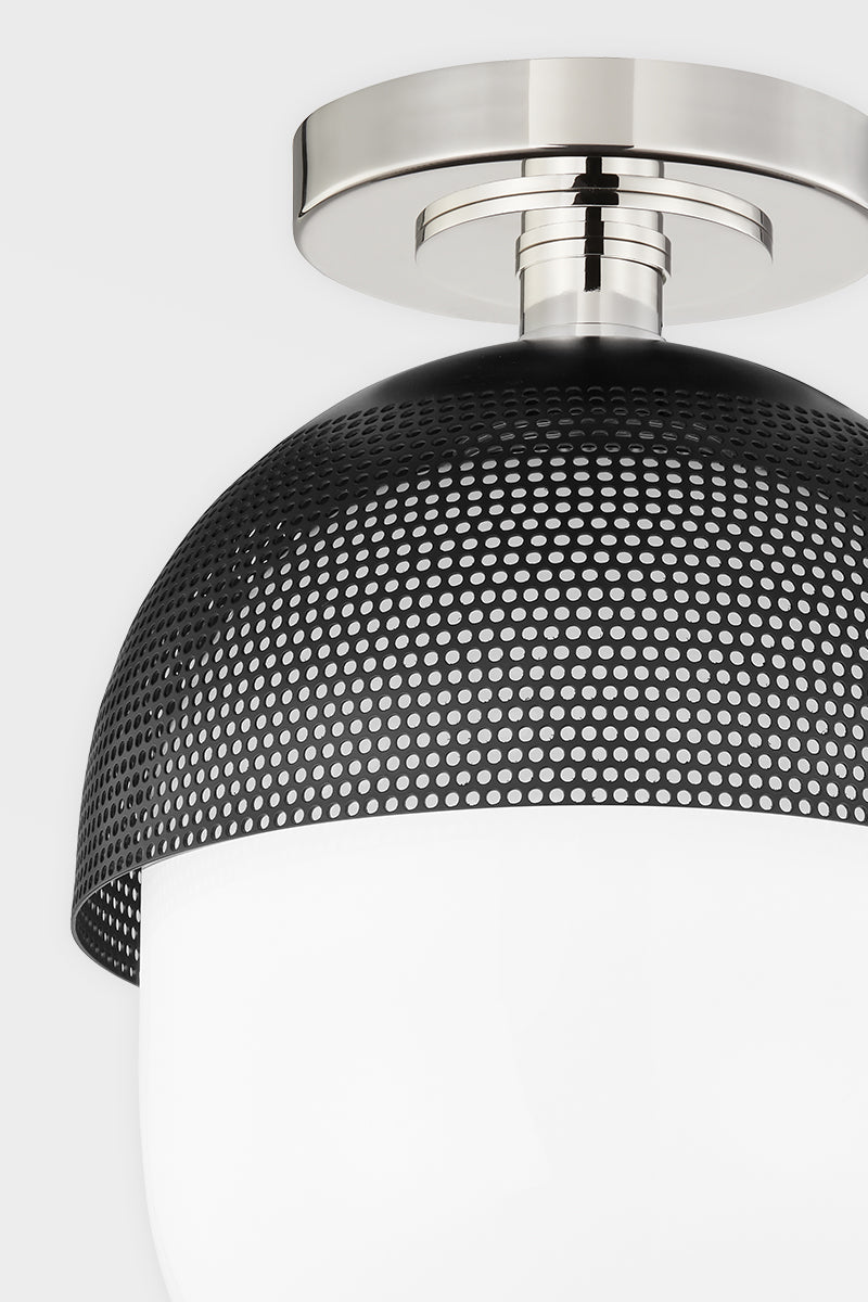 Steel with Mesh and Frosted Glass Shade Flush Mount