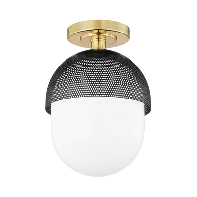Steel with Mesh and Frosted Glass Shade Flush Mount