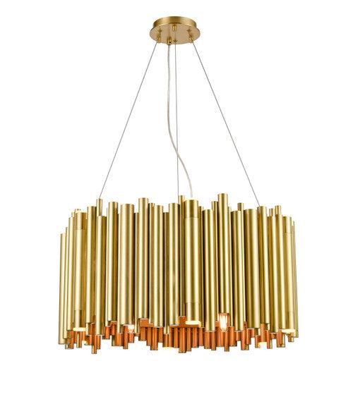 Aged Brass Rod Round Frame Chandelier - LV LIGHTING