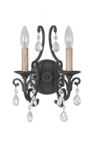 Matte Black Curve Arms with Clear Crystal Drop and Strand Wall Sconce - LV LIGHTING