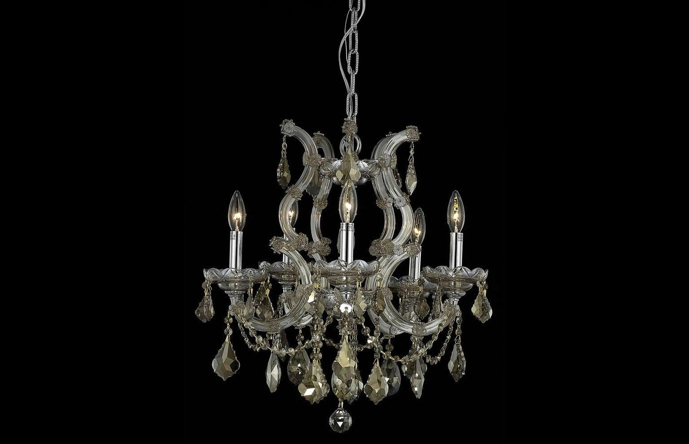 Steel with Clear Crystal and Strand Chandelier - LV LIGHTING