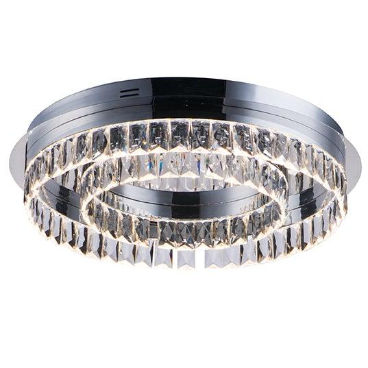 LED Polished Chrome with Crystal Ring Flush Mount - LV LIGHTING