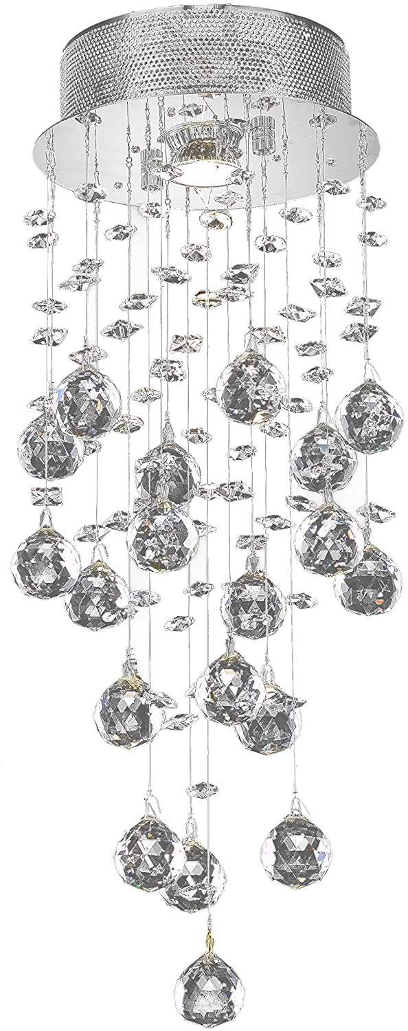 Chrome with Crystal Flush Mount - LV LIGHTING