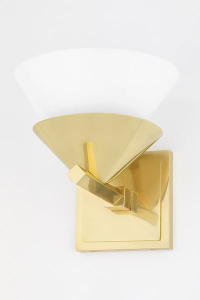 Steel with Opal Conical Glass Shade Wall Sconce