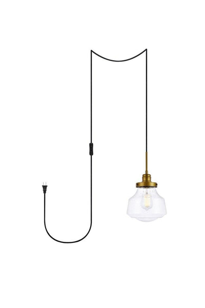 Black Single Light with Clear Glass plug-in Pendant - LV LIGHTING