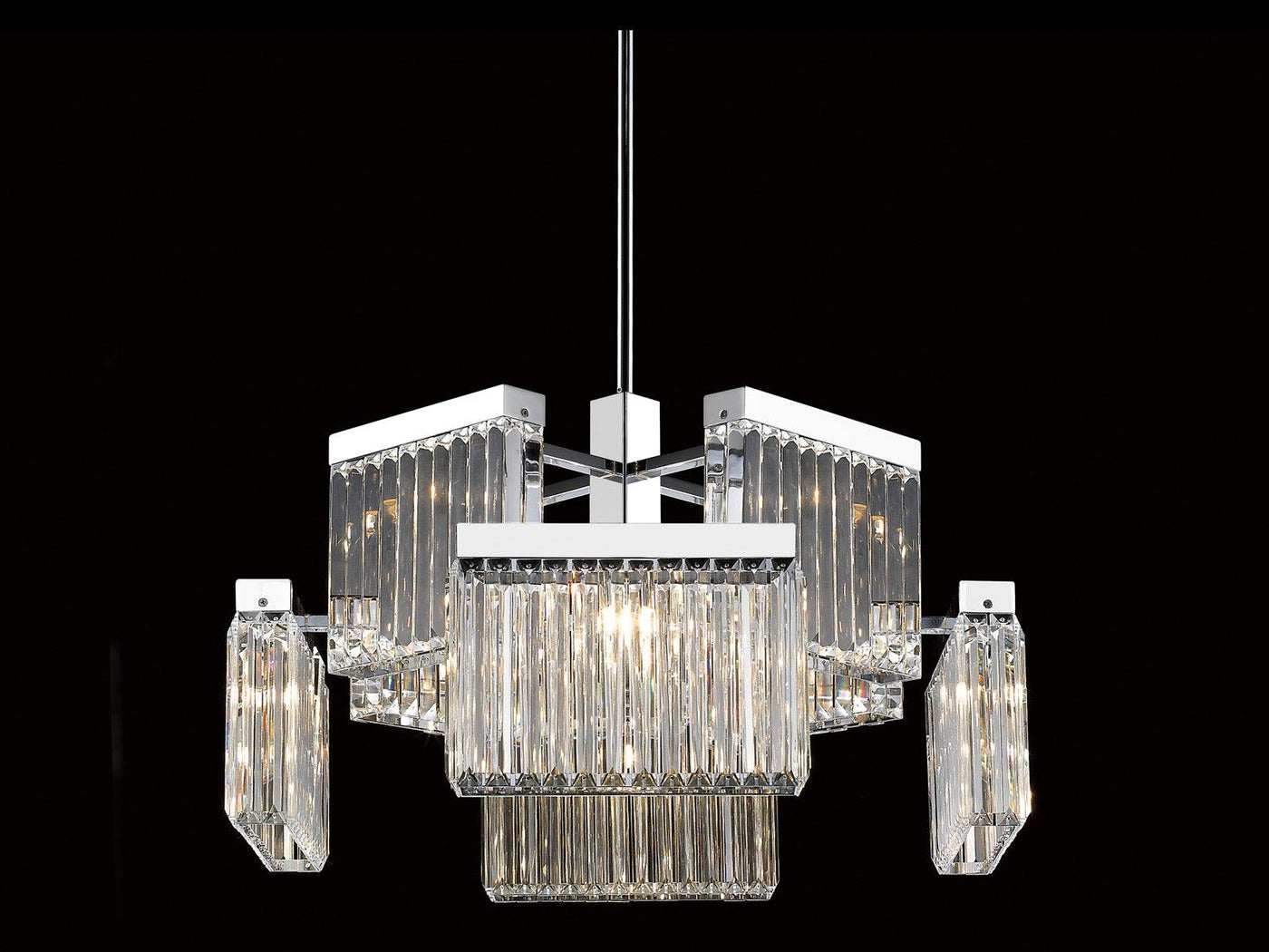 Polished Nickel Frame with Clear Crystal Rod Chandelier - LV LIGHTING