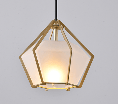 Gold Frame with Frosted Glass Shade Single Pendant - LV LIGHTING
