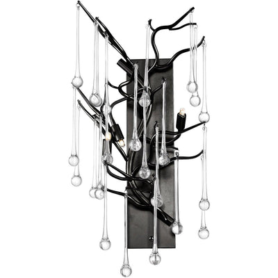 Steel Branches with Clear Drop Crystal Wall Sconce - LV LIGHTING