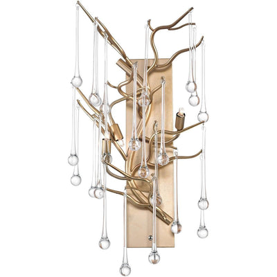 Steel Branches with Clear Drop Crystal Wall Sconce - LV LIGHTING