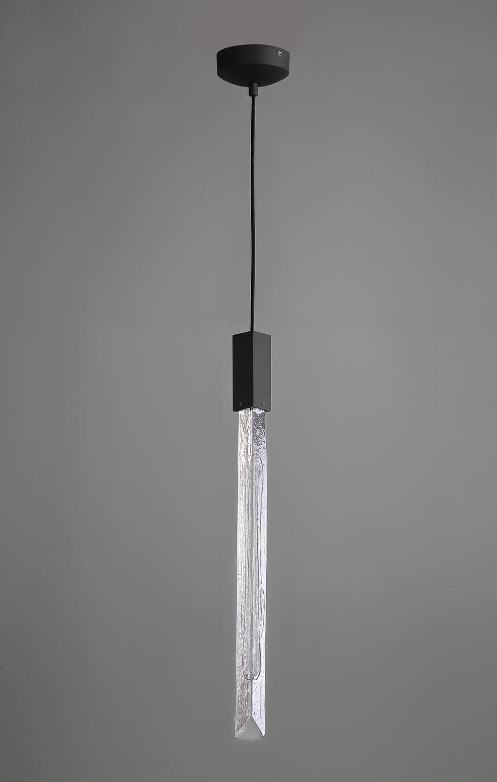 Matte Black Gun Metal Frame with Clear and White Marbleized Glass Pendant - LV LIGHTING