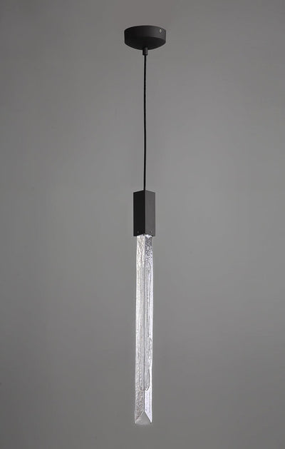 Matte Black Gun Metal Frame with Clear and White Marbleized Glass Pendant - LV LIGHTING