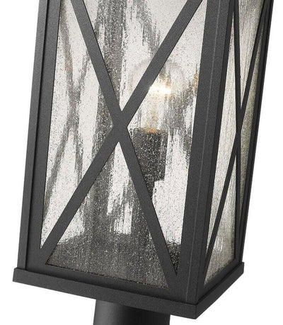 Black Aluminum Caged with Clear Seedy Glass Pier Mount - LV LIGHTING