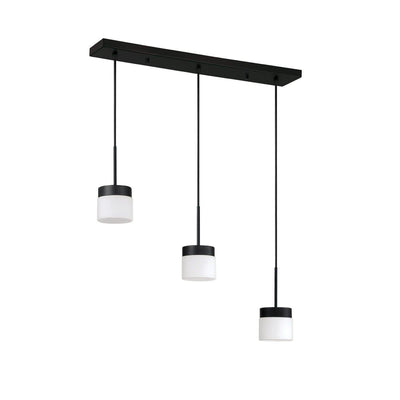 Black with Frosted Shade 3 Light Pendant - LV LIGHTING