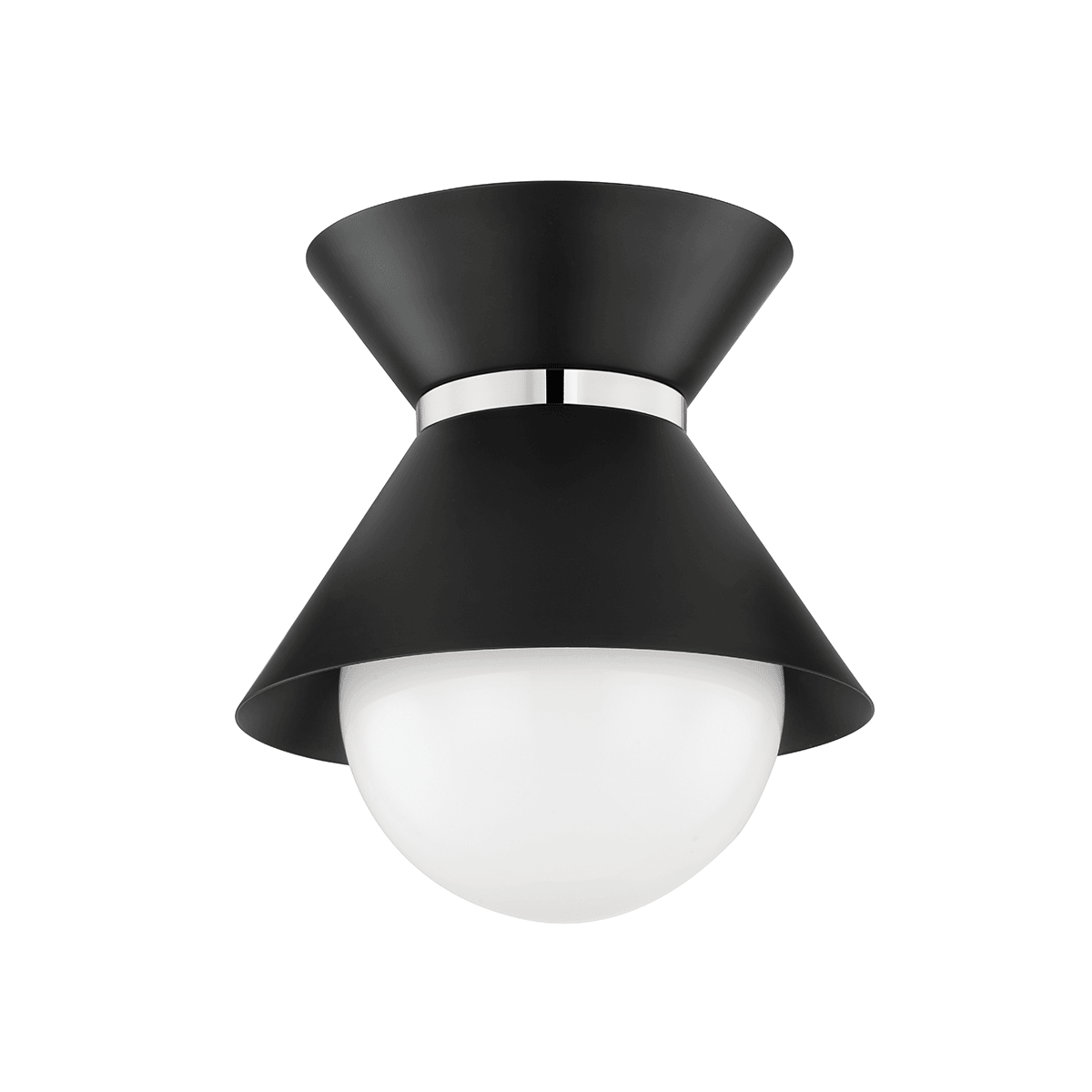 Steel Conical Shade with Opal Shiny Glass Diffuser Flush Mount - LV LIGHTING