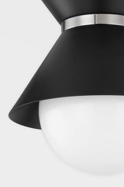 Steel Conical Shade with Opal Shiny Glass Diffuser Flush Mount - LV LIGHTING