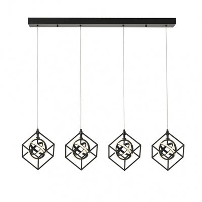 LED Matte Black Orbit Open Air Frame with Arylic Diffuser Linear Pendant