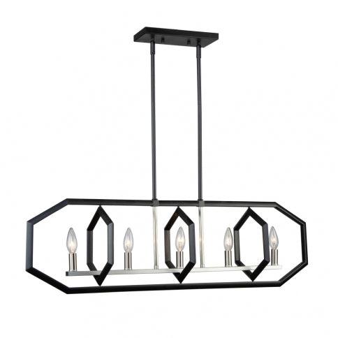 Semi Matte Black and Brushed Nickel Open Air Frame Linear Chandelier - LV LIGHTING