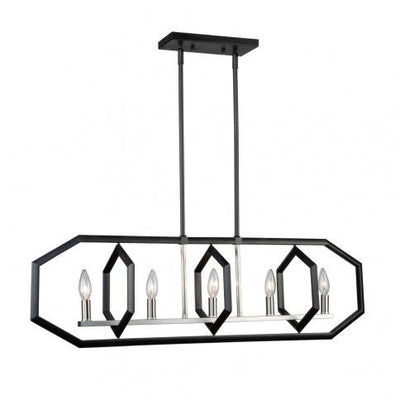Semi Matte Black and Brushed Nickel Open Air Frame Linear Chandelier - LV LIGHTING