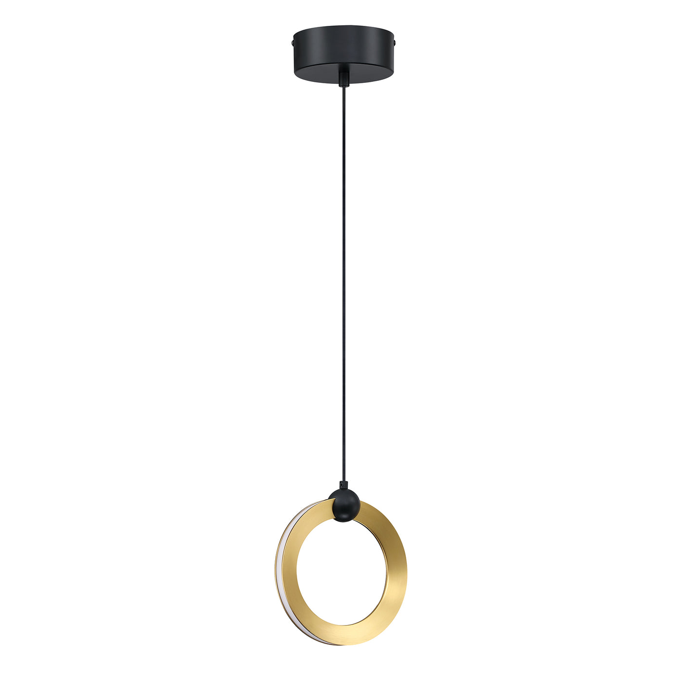 LED Black and Brass Ring Frame with Acrylic Diffuser Pendant