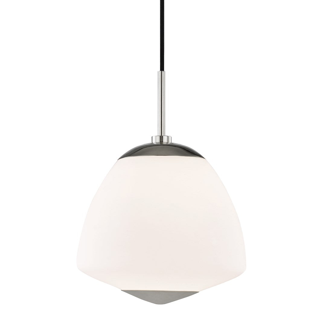 Steel Frame with Schoolhouse Milk Glass Shade Pendant