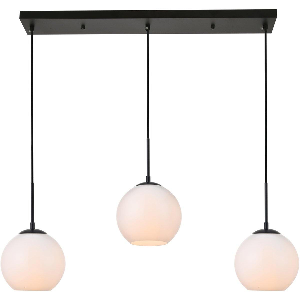 Black with Frosted Glass Tripple Lights Pendant - LV LIGHTING