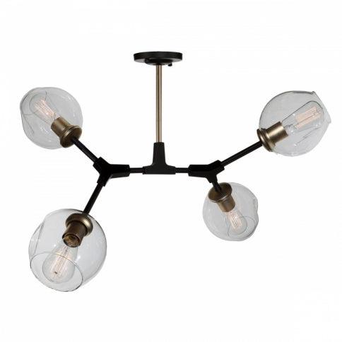 Steel Branch Arm with Clear Dimple Glass Shade Semi Flush Mount - LV LIGHTING