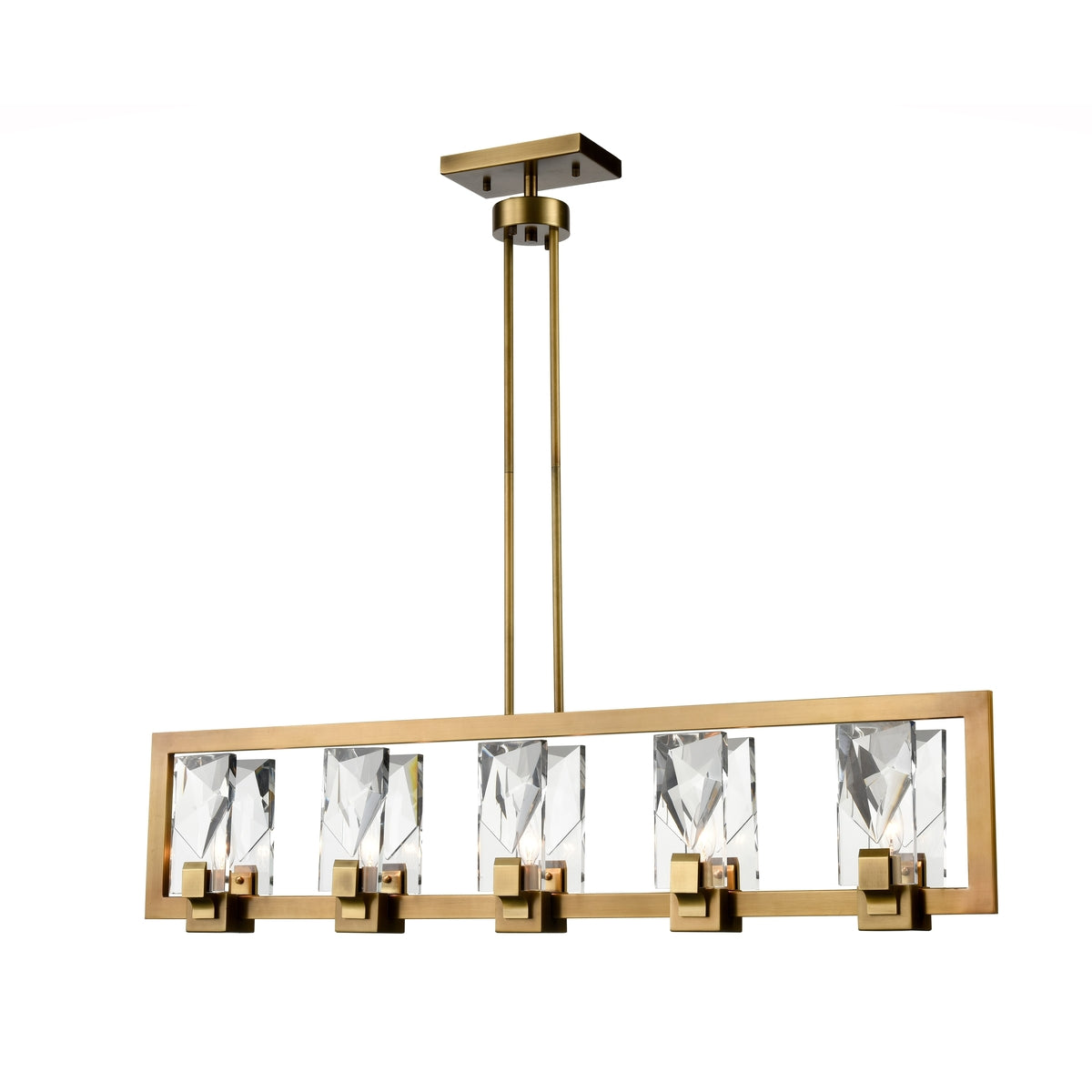 Steel Rectangular Frame with Clear Crystal Linear Chandelier