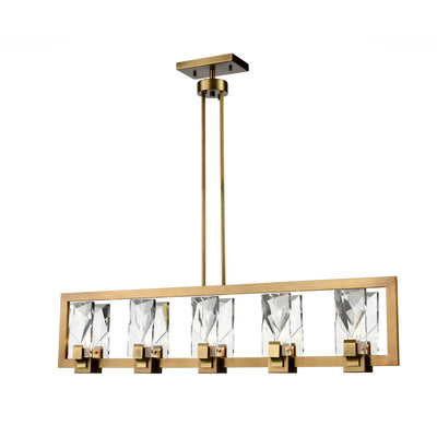 Steel Rectangular Frame with Clear Crystal Linear Chandelier